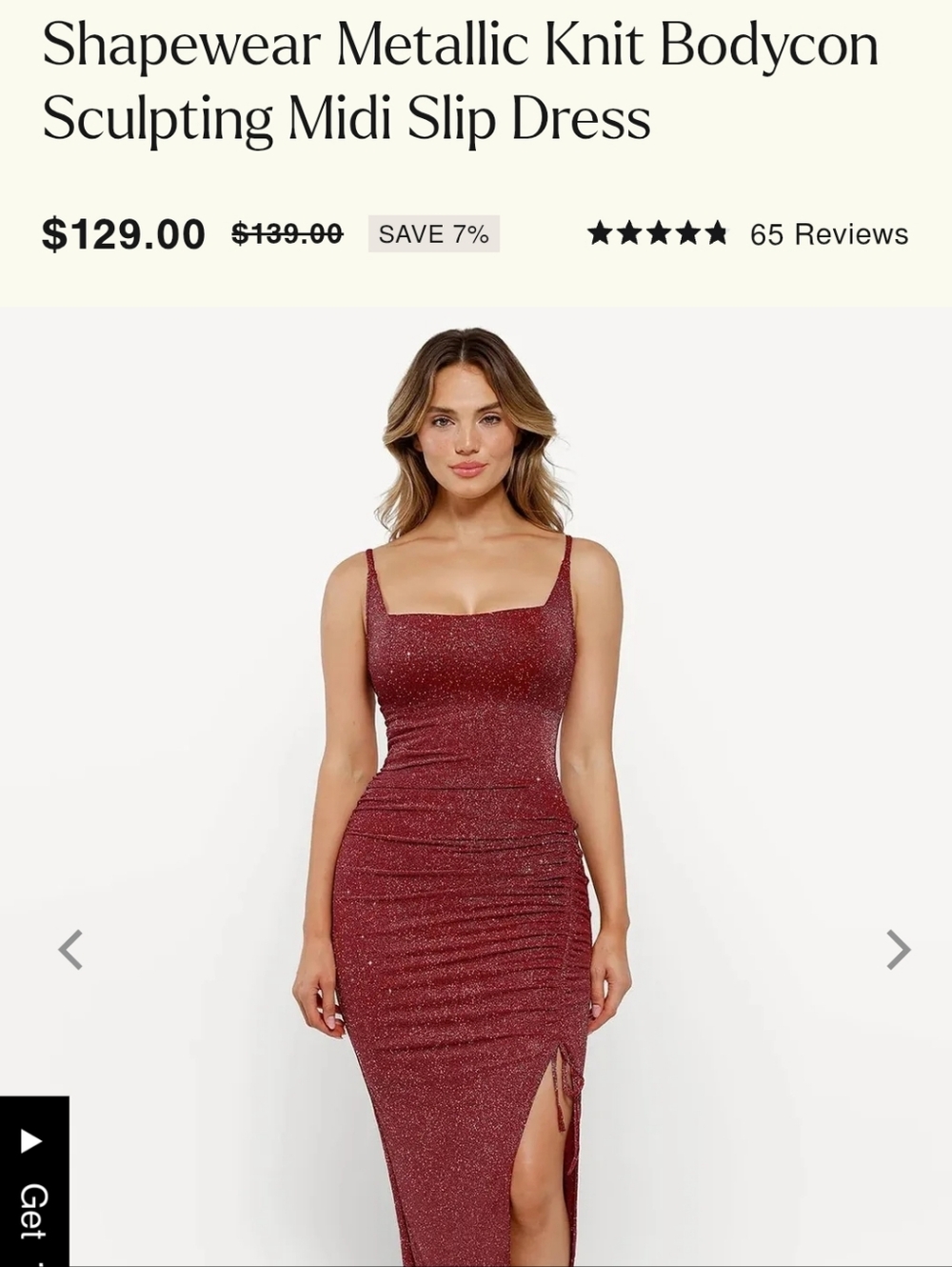 Popilush Sparkle Ruched Pink Slip Dress - Picture 2 of 2